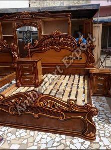 Polished Solid Wood Double Bed, Brand Name : Amber