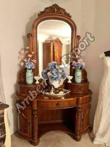 Plain Polished Solid Wood Dressing Tables, Color : Brown