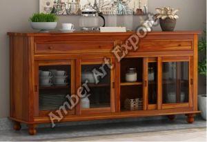 Solid Wood Kitchen Cabinets, Color : Brown, Finish Type : Glossy