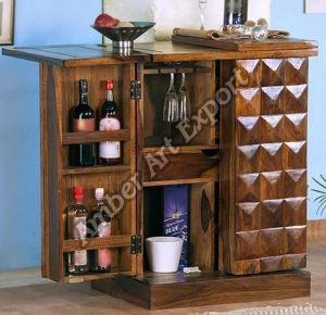 Polished Solid Wood Mini Bar, Color : Light Brown