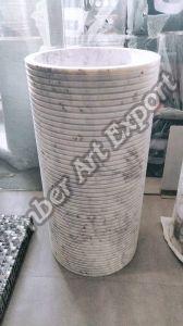 Printed Ceramic Polished Stone Pedestal Wash Basin Multisize