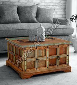 Polished Teak Wood Storage Box Cum Coffee Tables