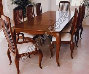 Polished Teak Wood Dining Table Set, Brand Name : Amber