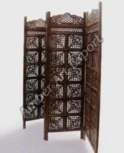 Polished Wooden Screen Room Dividers, Color : Dark-brown