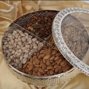 4 Compartments Silver Antique Dry Fruit Box