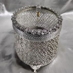 German Silver Dry Fruit Box, Shape : Round