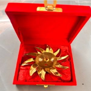 Golden Diwali Gift Diya With Red Box