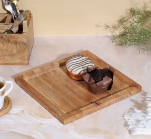 Square Wooden Tray 10 X 10 Inch for Serving Food Or Drinks