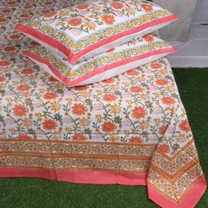 Cotton Hand Block Printed Double Bedsheet, Technics : Stitching
