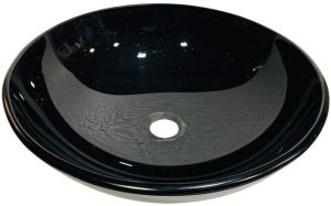 Oval Black Glossy Ceramic Wash Basin, Mount Type : Tabletop