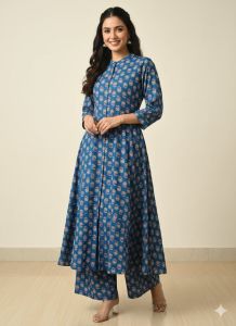 Cotton Kurti Palazzo Set, Kurti Style : A-line Casual Wear