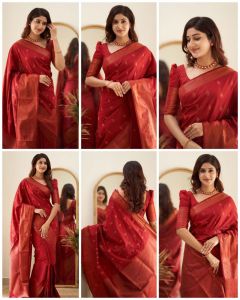 Jacquard Work Soft Lichi Silk Cloth Saree, Saree Length : 6.3 Meter