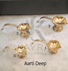 Brass Handcrafted Aarti Diya Oil Lamps Set OF 4 Pcs