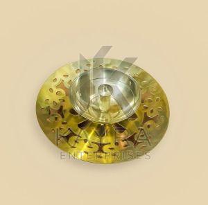 Polished Golden Decorative Brass Round Cutwork Diya Stand