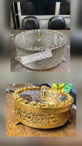 German Silver Dry Fruit Box, Shape : Round