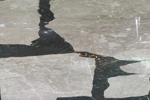 Rectangle Black and White Chips Marble Table Top with Light
