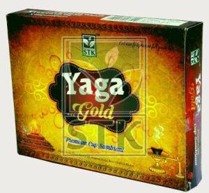 Wood Powder Resins Yaga Gold Sambrani Cup, Color : Brown
