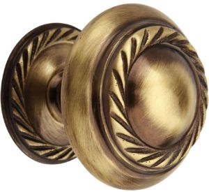 Polished Antique Brass Cabinet Knob, Shape : Round for Drawers Door