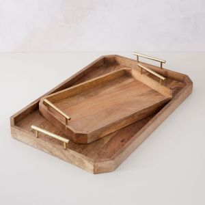 Rectangular Wooden Serving Tray Set, Design : Simple Elegant