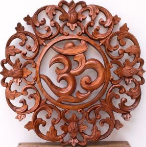 Round Wooden Om Wall Hanging