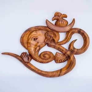 Wooden Om Ganesh Wall Hanging Standard for Home Decor