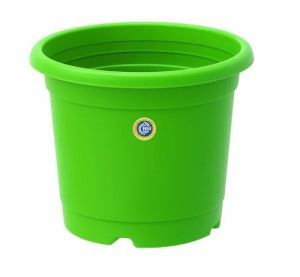 Round Green Plastic Flower Pot, Brand Name : Bbi for Indoor/outdoor