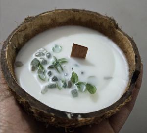Soy Wax Coconut Shell Scented Candle, Packaging Type : Carton Box