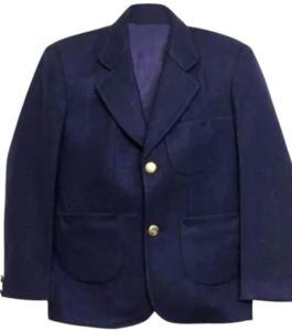 Poly Viscose Navy Blue Plain School Blazer Small To XXL