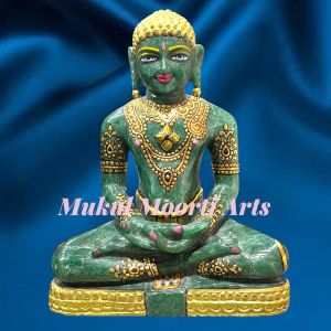 Green Marble Jain Mahaveer Statue