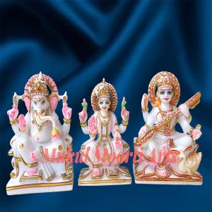 Marble Ganesh Laxmi Saraswati Statue