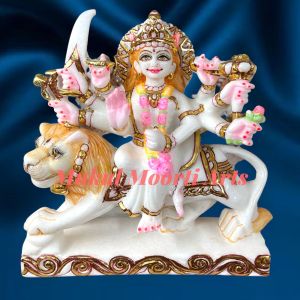 Painted Marble Durga Mata Statue