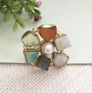 Polki Petal Pearl Ring