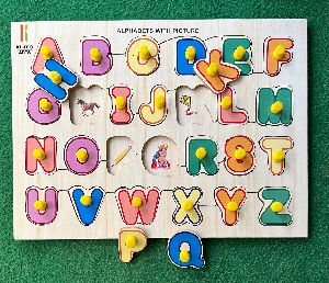 Wooden Alphabet With Picture Puzzle Tray Toy