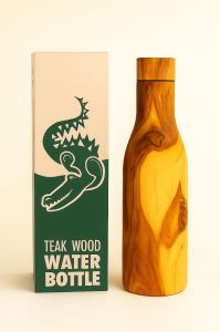 500ml Long Neck Wooden Insulated Copper Water Bottle