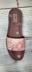 Printed Canvas Flip Flop Slipper, Color : Brown, Gender : Female