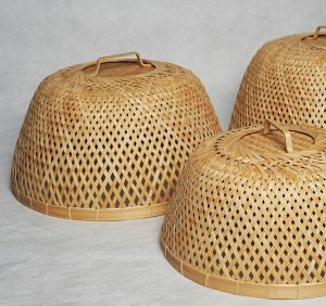 Bamboo Dome Grip Food Cover Set, Color : Natural