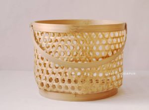 Bamboo Hex Weave Grip Basket, Color : Natural for Ideal Decor, Gifting