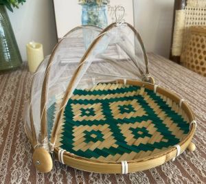 Bamboo Natural Mesh Dome Food Tray