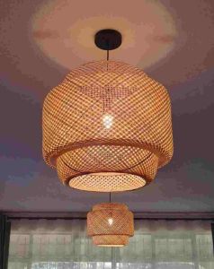 Natural Rattan Triple Glow Dome Pendant Light