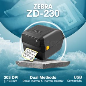 Zebra zd230 Thermal Transfer Label Printer, Color : Black