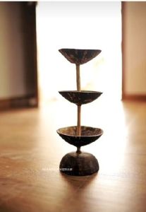 Polished Plain Coconut Shell Flower Vase, Color : Brown Antique