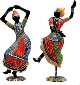 Polished Metal Bharatnatyam Dancing Couple Showpiece Classy