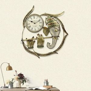 Metal Ganesha Wall Clock, Color : Multicolor, Display Type : Analog