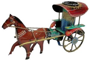 Polished Metal Horse Cart Pen Stand, Color : Multi Color For Decoration