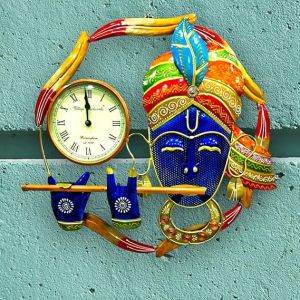 Metal Krishna Wall Clock, Color : Multicolor, Display Type : Analog