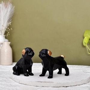 Plain Resin Dog Pair Statue Modern ‎11L X 11W X 13H Cm