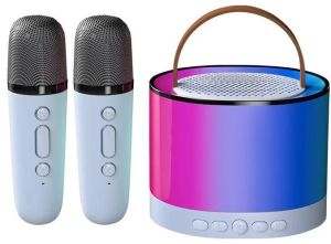 Mini Bluetooth Speaker With 2 Mini Wireless Karaoke Mic