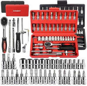 Tool Kit 46 Pieces Power Hand Tools Metric Socket Wrench Multi-purpose Set