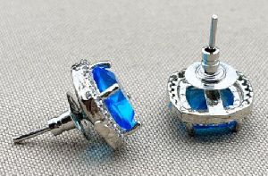 Elegant Silver Stud Earrings With Blue Topaz