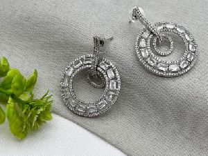 Silver Plated Earrings With Zircon & Cz Stones